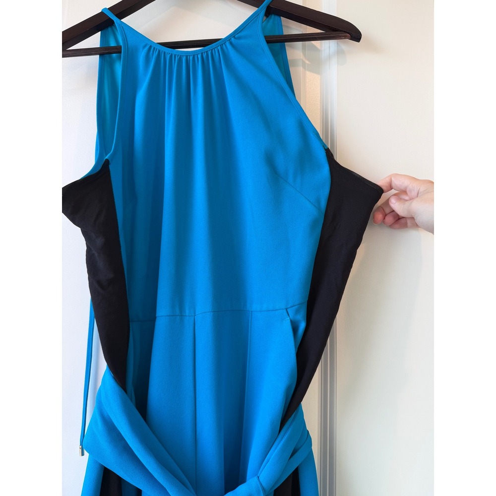 ME+EM Colorblock Halter Wide Leg Jumpsuit Minimalist Women Sz 6 Blue Black Chic - Picture 5 of 9
